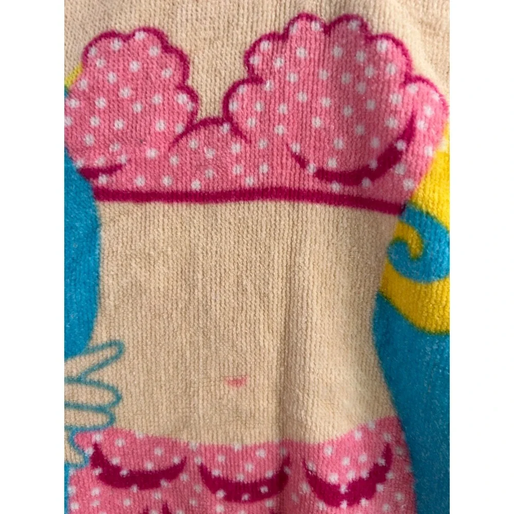 Unbranded Mermaid Hooded Beach Towel OS Blue Pink Cotton Poncho Kids